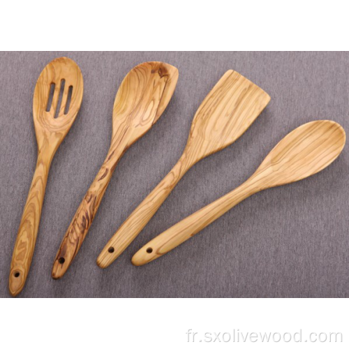 Ensemble d&#39;ustensiles en bois d&#39;olivier 4 cuillères / spatules